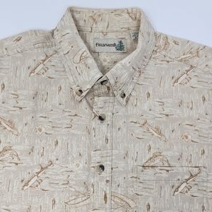 FieldMaster‎ Vintage Cotton Short Sleeve Button-Down Beige Fishing Shirt Large